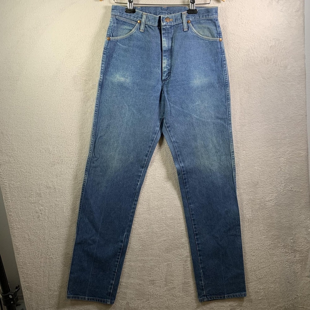 Vintage Wrangler 13MWZPW Jeans Mens 31x36 Blue Medium Wash Slim Tapered USA Made